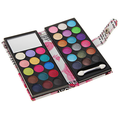 Fashion Cosmetic Set Dual-use 33 Colors Eyeshadow with Lady Pattern Leather Purse