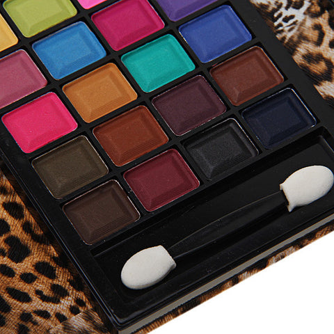 Professional Cosmetic Set Makeup Kit (48Colors Eyeshadow 2 Colors Blusher 2 Colors Face Powder 4 Colors Lip Gross) with Tiger Pattern Leather Purse
