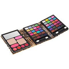 Professional Cosmetic Set Makeup Kit (48Colors Eyeshadow 2 Colors Blusher 2 Colors Face Powder 4 Colors Lip Gross) with Tiger Pattern Leather Purse