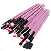 24PCS Professional Cosmetic Tool Nylon Hair Brushes with Leather Bag - Pink