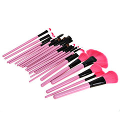 24PCS Professional Cosmetic Tool Nylon Hair Brushes with Leather Bag - Pink