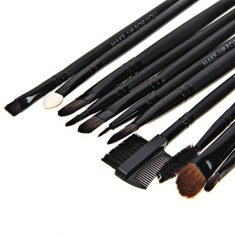 15PCS Cosmetic Brushes Professional Make-up Tool with Black Leather Bag