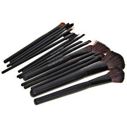 15PCS Cosmetic Brushes Professional Make-up Tool with Black Leather Bag