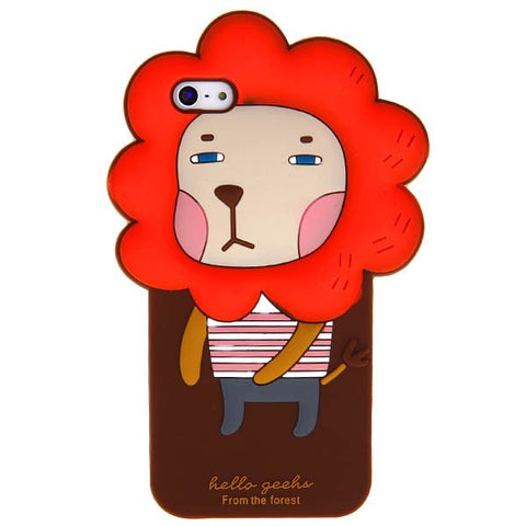 Cute Hello Geeks Series 3D Lazy Lion Rao Design Silicone Flexible Back Case Cover for iPhone 5