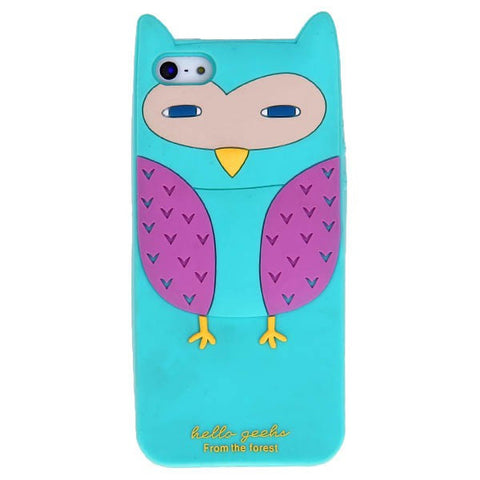Cute Hello Geeks Series 3D Sleepy Owl Bella Design Silicone Flexible Back Case Cover for iPhone 5