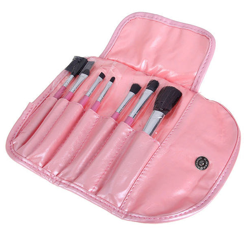 Best 7PCS Soft Make-up Brushes Set with Elegant Black Bag for Wemen PINK