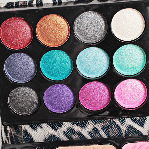 Portable Makeup Palette with 18 Colors Eye Shadows 2 Blushers and Foundation Mirror Eye Shadow Brush