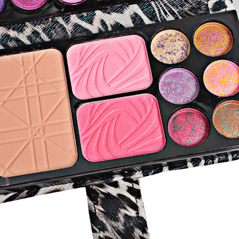 Portable Makeup Palette with 18 Colors Eye Shadows 2 Blushers and Foundation Mirror Eye Shadow Brush