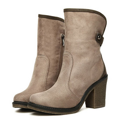 Stylish Comfortable Chunky Heel and Suede Design Women's Short Boots GRAY