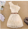 Delicate One Shoulder Chiffon Dress Ribbon