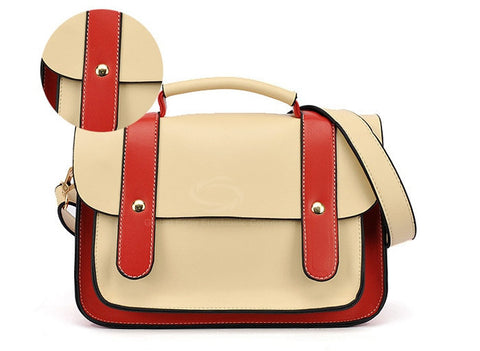Cute Women's Bag PU Color Block and Covered Small RED