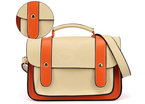 Cute Women's Bag PU Color Block and Covered Small ORANGE