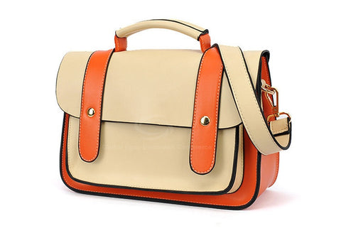 Cute Women's Bag PU Color Block and Covered Small ORANGE