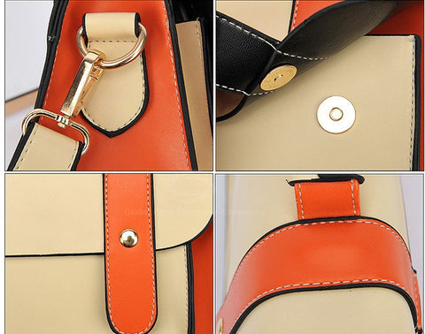 Cute Women's Bag PU Color Block and Covered Small ORANGE