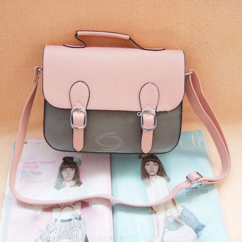 Everyday PU Leather Messenger Women's Bag GRAY AND PINK