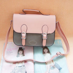 Everyday PU Leather Messenger Women's Bag GRAY AND PINK