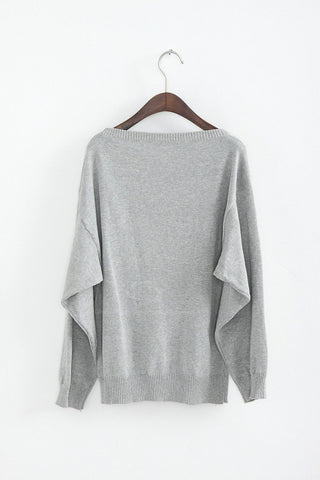 Tiger with Papillon Knitting Sweater GRAY