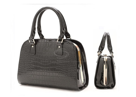 Casual PU Leather Vintage High Quality Sequins Design Women's Tote BLACK