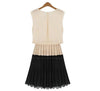 Elegant Scoop Neck Sleeveless Color Match Chiffon Women's Pleated Dress