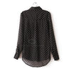 Heart Blouse Casual Shirt Collar Love Shape Print Openwork Chiffon Women's Blouse