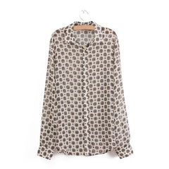 Casual Shirt Collar Geometric Print Chiffon Women's Blouse