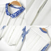Retro Style Blue And White Porcelain Print Chiffon Women's Shirt