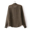 Long Sleeves Brown Casual Shirt Blouse Geometrical Pattern
