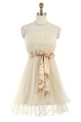 Gorgeous Strapless Double Mesh Splicing Solid Color Plus Size Bubble Hem Imitated Silk Women's Evening Dress