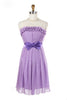Sweet Style Solid Bowknot Embellished Low-Cut Short Dress For Women PRUPLE