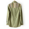Blouse Fashional Embroidered Applique Long Sleeved Green Women's Denim Shirt
