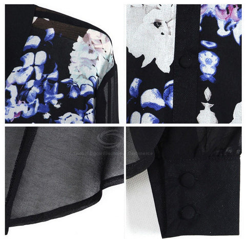 Stylish Floral Print Irregular Design Chiffon Women's Blouse