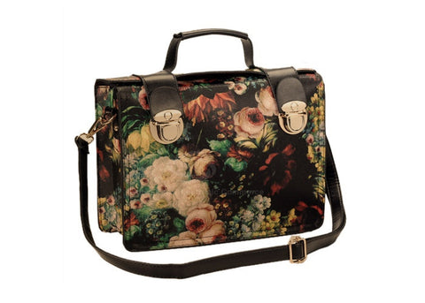 Vintage Style PU Leather Buckle and Oil Painting Design Women's Tote Bag