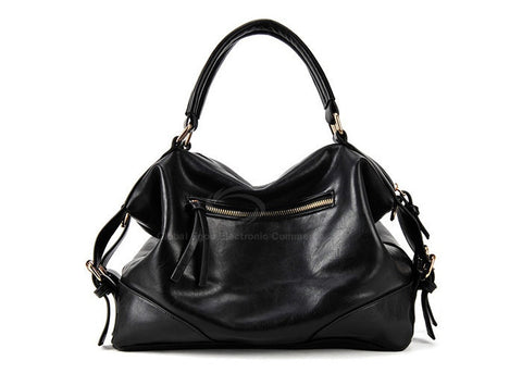 Casual PU Leather Vintage Design Women's Tote BLACK