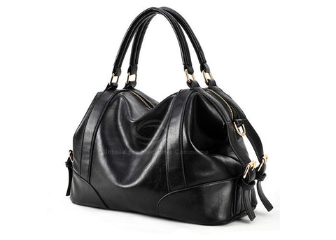 Casual PU Leather Vintage Design Women's Tote BLACK