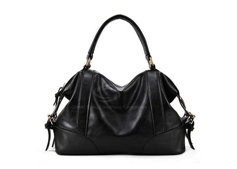 Casual PU Leather Vintage Design Women's Tote BLACK
