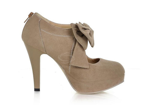 Work Suede Solid Color and Bows Design Women's Spring Pumps