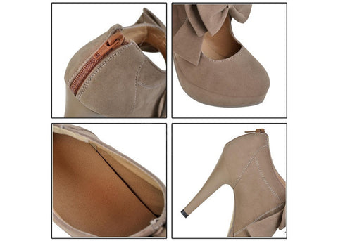 Work Suede Solid Color and Bows Design Women's Spring Pumps