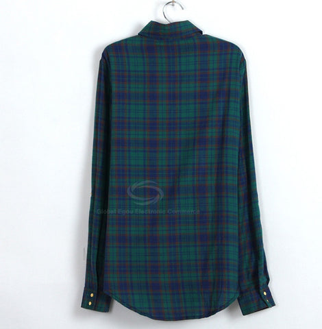 Tartan Shirt With Studs on Pocket BLUE