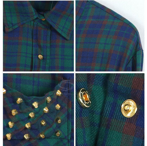 Tartan Shirt With Studs on Pocket BLUE