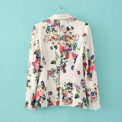 Spring Trends Lapel Colorful Flower Printing Women's Blazers
