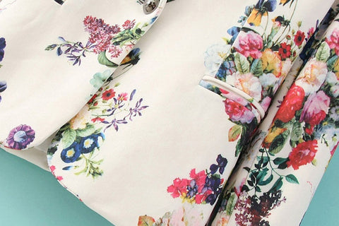 Spring Trends Lapel Colorful Flower Printing Women's Blazers