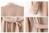 Fashional Solid Color Chiffon Women's Shirt Dress With Belt KHAKI