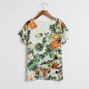 Casual Retro Rose Printed Satin Women's T-Shirt