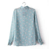 Dogs Shirt Blouse Casual Puppy Print Long Sleeves Chiffon Women's Spring Shirt