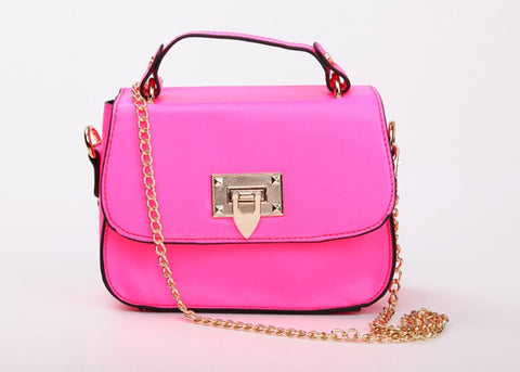 Casual PU Leather and Solid Color and Metal Chain Design Women's Shoulder Bag PINK