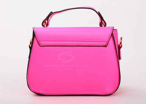 Casual PU Leather and Solid Color and Metal Chain Design Women's Shoulder Bag PINK