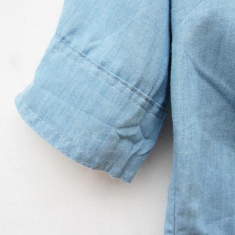 Popular Shirt Collar Half Sleeve Women's Denim Shirt