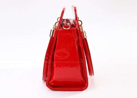 Vintage Style Career Stone Veins Patent Leather Women's Tote Bag RED
