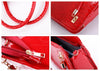 Vintage Style Career Stone Veins Patent Leather Women's Tote Bag RED