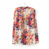 Floral Long Sleeves Shirt Blouse Flowers ORANGE